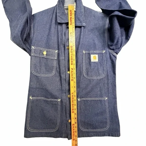 Carhartt Denim Chore Coat Vintage 80s Size 36 8C Union Made USA Jean Jacket - Picture 11 of 12